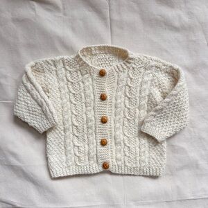 Handmade Fisherman Knit Cream Cardigan